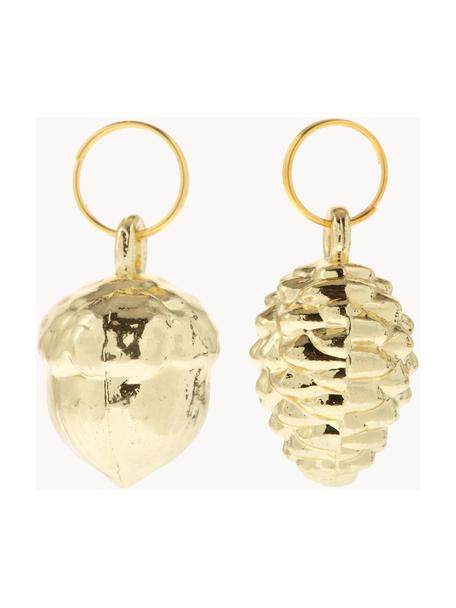 Set de llaveros Charm, 6 uds., Metal recubierto, Dorado, Ø 2 x Al 3 cm