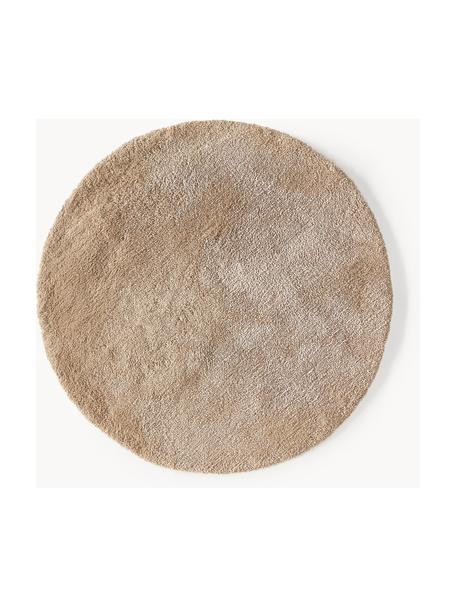 Tapis rond moelleux à poils longs Leighton, Microfibre (100 % polyester, certifié GRS), Nougat, Ø 120 cm (taille S)