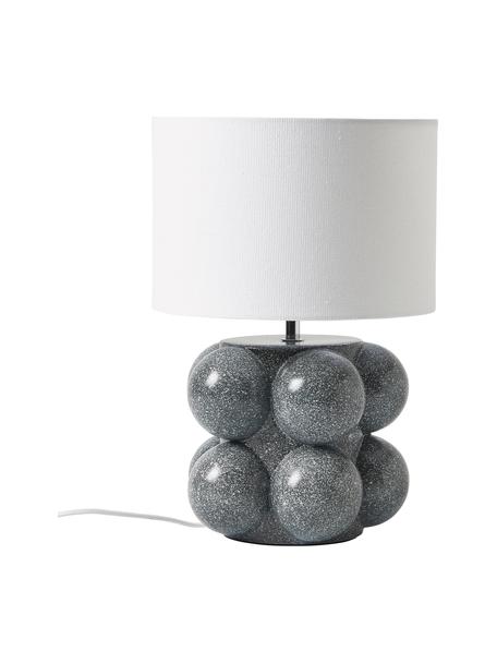 Petite lampe à poser en céramique Baal, Blanc, bleu-gris, Ø 30 x haut. 44 cm