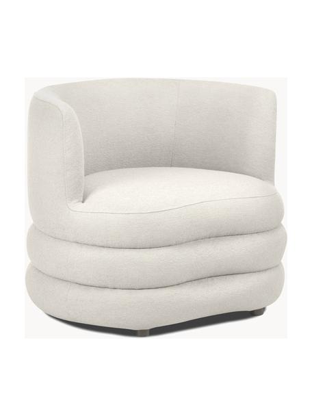 Poltrona di design in tessuto boucle Solomon, Rivestimento: 100% poliestere Con 35.00, Struttura: legno massiccio di abete , Gambe: plastica, Bouclé bianco crema, Larg. 95 x Prof. 80 cm