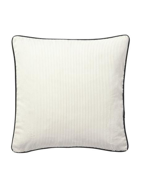 Housses de coussin 45x45 velours Carter, 2 pièces, 88 % polyester, 12 % nylon, Blanc crème, noir, larg. 45 x long. 45 cm