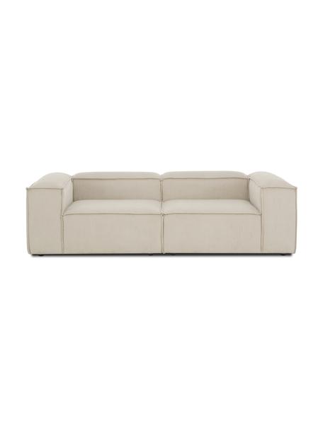 Sofa modułowa ze sztruksu Lennon (3-osobowa), Tapicerka: sztruks (92% poliester, 8, Stelaż: lite drewno, sklejka, Nogi: tworzywo sztuczne, Beżowy sztruks, S 238 x G 119 cm