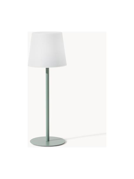 Dimbare tafellamp Fausta met USB-aansluiting, Lampenkap: kunststof, Lampvoet: gecoat metaal, Saliegroen, wit, Ø 13 x H 37 cm