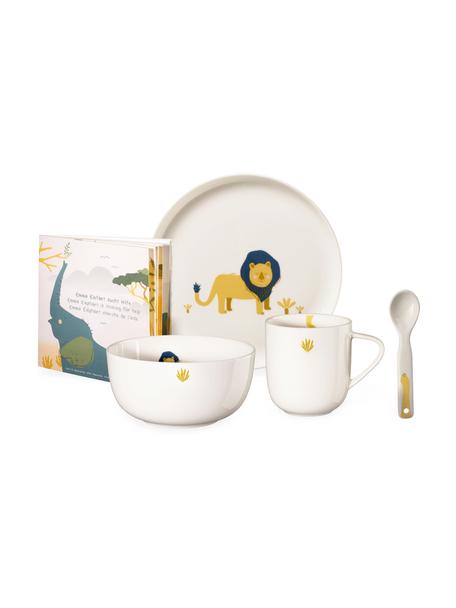 Servizio da tavola Leo Löwe 5 pezzi, Fine Bone China (porcellana), Bianco, giallo, blu, Set in varie misure