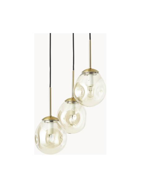 Cluster hanglamp Amora van glas, Goudkleurig, messingkleurig, Ø 15 x H 16 cm