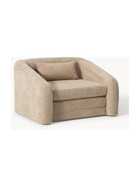 Fauteuil convertible en peluche-bouclé Eliot, Peluche-bouclé beige, larg. 100 x prof. 94 cm