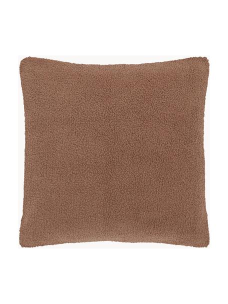 Zachte teddy kussenhoes Mille in bruin, 100% polyester  (teddyvacht), Bruin, B 60 x L 60 cm
