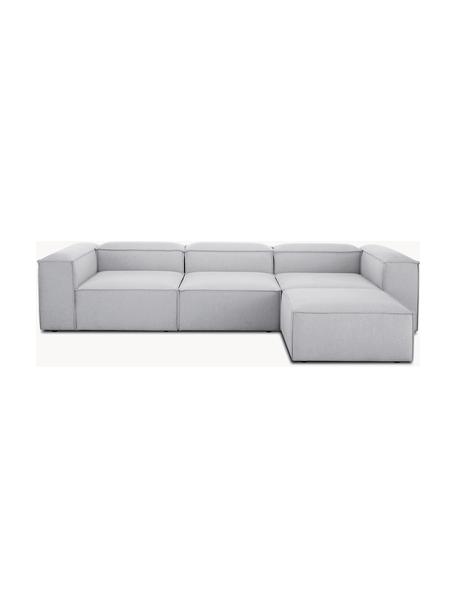 Modulares Sofa Lennon (4-Sitzer) mit Hocker, Bezug: 100 % Polyester Der strap, Gestell: Massives Kiefernholz FSC-, Webstoff Grau, B 327 x T 207 cm