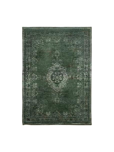 Tapis en chenille Medaillon, Fil de chenille (100 % coton), Vert foncé, larg. 80 x long. 150 cm (taille XS)