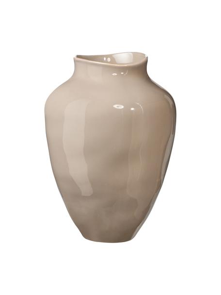 Jarrón artesanal Latona de Isabelle Hartmann, Gres, Gris pardo brillante, Ø 21 x Al 30 cm