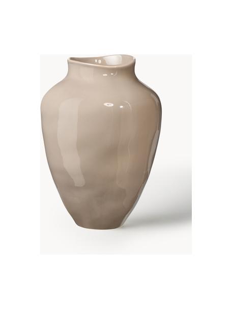 Handgefertigte Vase Latona, H 30 cm, Steinzeug, Beige, glänzend, Ø 21 x H 30 cm