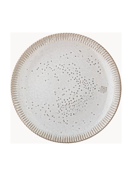 Assiettes plates faites main avec émail réactif Thea, 4 pièces, Grès cérame, Couleur crème, chiné, Ø 27 cm