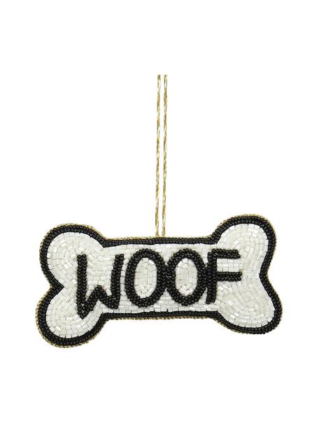 Adornos navideños Woof, 2 uds., Cuentas de vidrio, Blanco, negro, An 11 x Al 6 cm