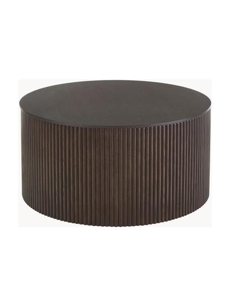 Ronde houten salontafel Nele met opbergruimte, MDF met essenhoutfineer, Donkerbruin, Ø 70 cm