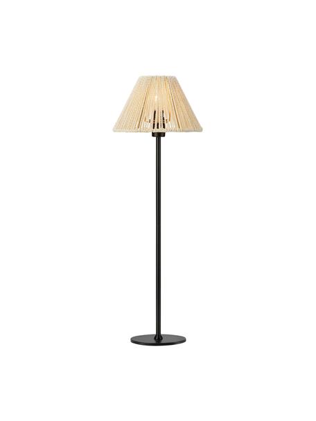 Lámpara de noche grande de mimbre Corda, Pantalla: malla de papel, Estructura: metal recubierto, Cable: plástico, Beige, negro, Ø 20 x Al 62 cm