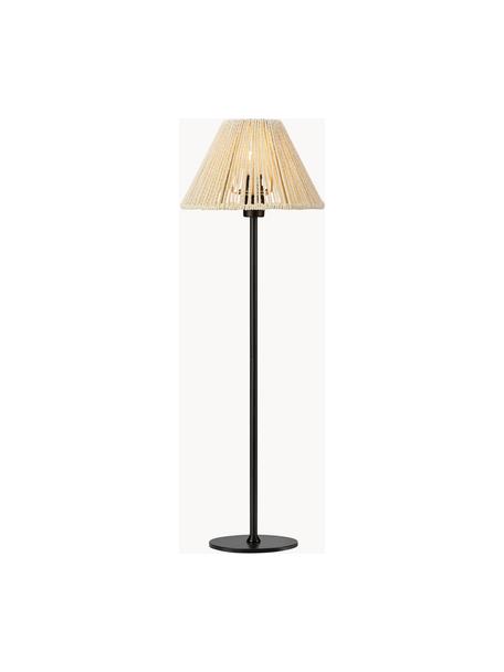 Grote nachtlampje Corda met vlechtwerk, Lampenkap: papier-vlechtwerk, Beige, zwart, Ø 20 x H 62 cm