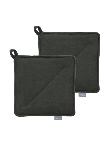 Topflappen Soft Kitchen, 2 Stück, 100% Baumwolle, Dunkelgrün, B 23 x L 23 cm