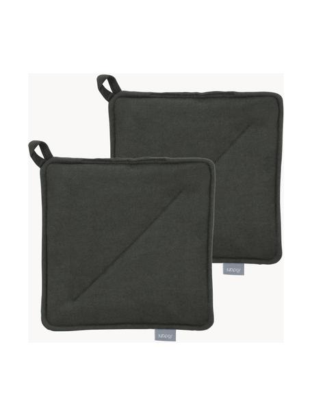 Topflappen Soft Kitchen, 2 Stück, 100 % Baumwolle, Dunkelgrün, B 23 x L 23 cm