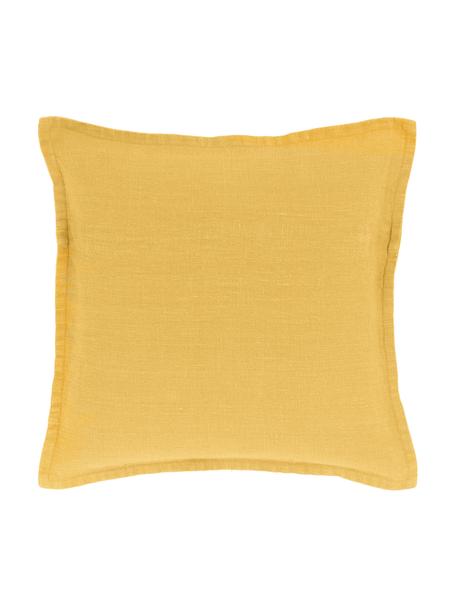 Poszewka na poduszkę z lnu Lanya, 100% len, Żółty, S 40 x D 40 cm
