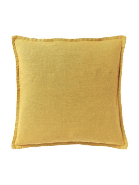 Federa in lino giallo Lanya, 100% lino, Giallo, Larg. 40 x Lung. 40 cm