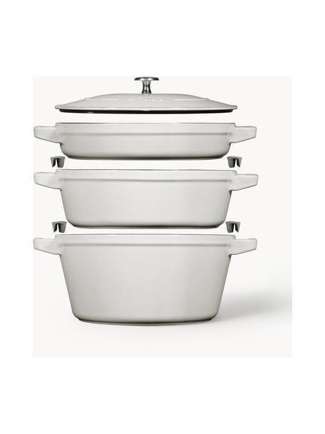 Set de casseroles en fonte La Cocotte, 3 élém., Fonte, émaillée, Blanc cassé, haute brillance, Lot de tailles variées