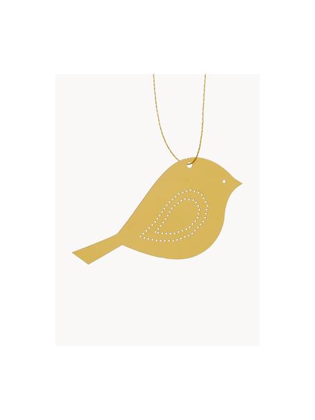 Baumanhänger Winter Bird, 4 Stück, Edelstahl, vermessingt, Goldfarben, B 8 x H 5 cm