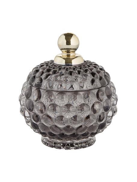 Petite boîte de rangement en verre Miya, Verre, Gris foncé, couleur dorée, Ø 10 x haut. 11 cm