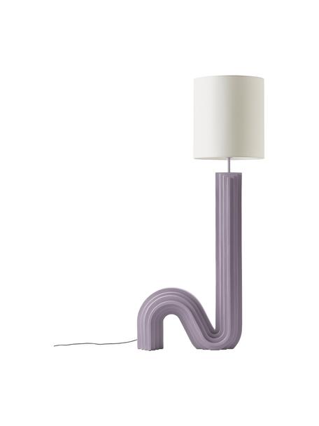 Design vloerlamp Luomo, Lampenkap: linnen, Lampvoet: kunsthars, gelakt, Wit, lila, B 72 x H 153 cm