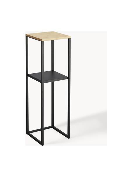 Estantería estrecha de metal y bambú Tower, Estructura: acero con pintura en polv, Tablero: madera de bambú, Negro, An 25 x Al 80 cm