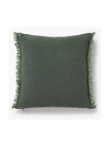 Housse de coussin pur lin avec franges Luana, 100 % pur lin

Le lin est naturellement doté d'un toucher plutôt rugueux et d'un aspect froissé
Sa résistance élevée au accrocs lui confère robustesse et longévité, Vert foncé, larg. 40 x long. 40 cm