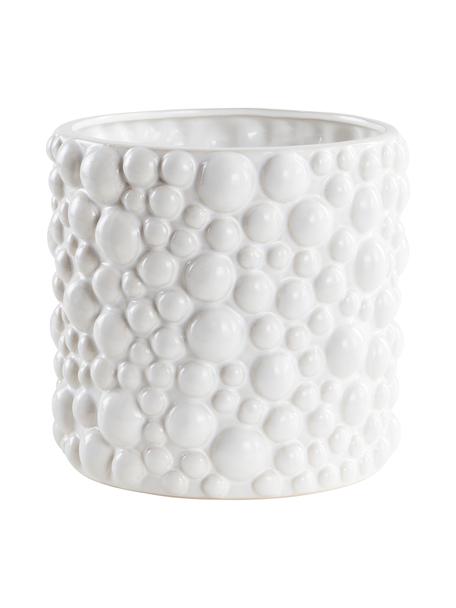 Cache-pot artisanal aspect bulle Zio, Céramique, Blanc, Ø 22 x haut. 21 cm