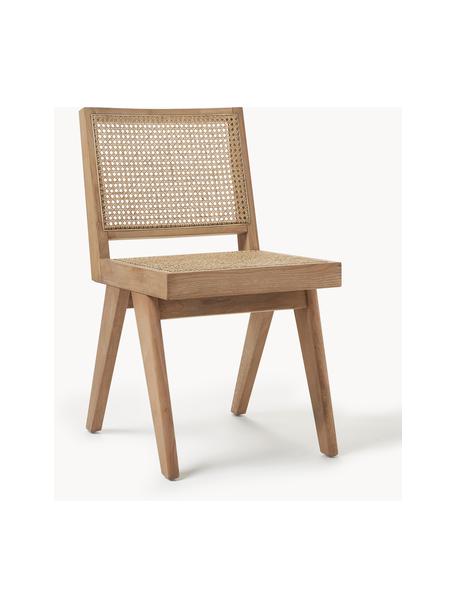 Chaise en bois et cannage Sissi, Rotin, bois de chêne clair, larg. 46 x prof. 56 cm