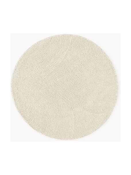 Kulatý ručně všívaný koberec s nízkým vlasem vyrobený z recyklovaných materiálů Eleni, Tlumeně bílá, Ø 120 cm (velikost S)