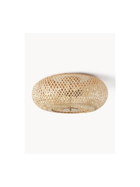 Plafoniera di design in bambù naturale Evelyn, Paralume: bambù, Baldacchino: metallo verniciato a polv, Beige chiaro, Ø 50 x Alt. 20 cm