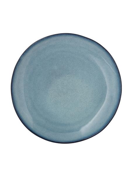 Handgemaakte keramische ontbijtborden Sandrine in blauwe tinten, Keramiek, Blauwtinten, Ø 22 x H 2 cm