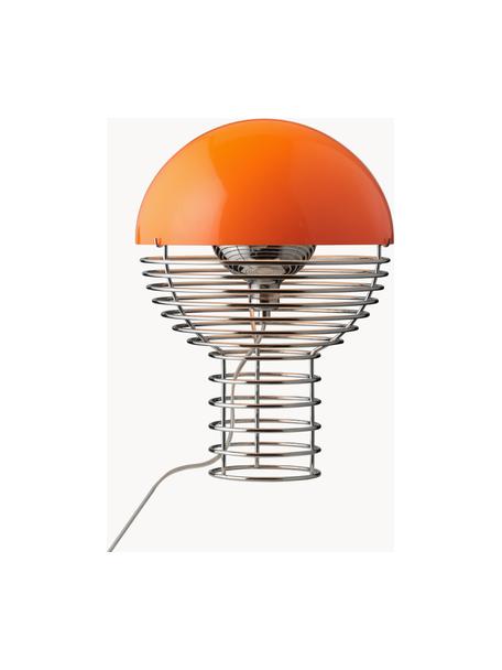 Lampe à poser design Wire, Gris chrome, orange, Ø 30 x haut. 42 cm