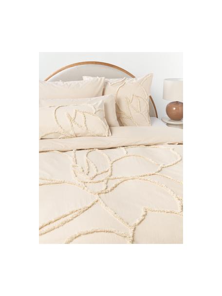 Baumwollperkal-Bettdeckenbezug Madeline mit getufteter Verzierung, Webart: Perkal Fadendichte 200 TC, Hellbeige, B 135 x L 200 cm