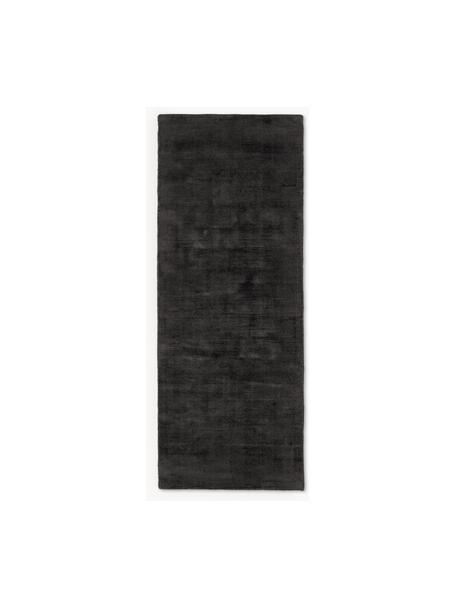 Tapis de couloir en viscose tissé main Jane, 100 % viscose, Anthracite, larg. 80 x long. 200 cm