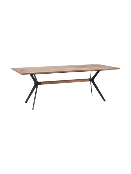 Tavolo in legno di quercia Downtown, in verie misure, Gambe: acciaio verniciato a polv, Legno di quercia, nero, Larg. 220 x Prof. 100 cm