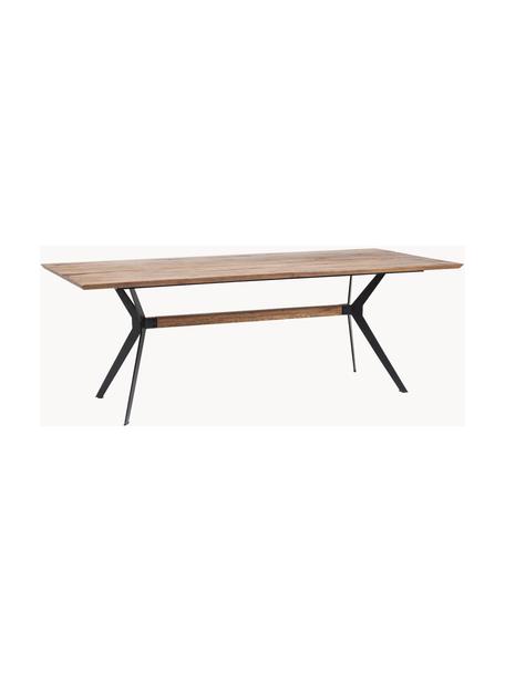 Table en bois de chêne massif Downtown, tailles variées, Bois de chêne, cadre noir, larg. 220 x prof. 100 cm