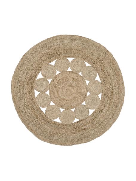 Okrúhly ručne tkaný jutový koberec Tapu, 100 % juta, Béžová, Ø 150 cm (veľkosť M)