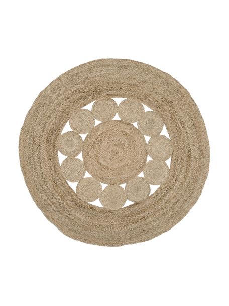 Runder Jute-Teppich Tapu, handgefertigt, 100% Jute, Braun, Ø 150 cm (Größe M)