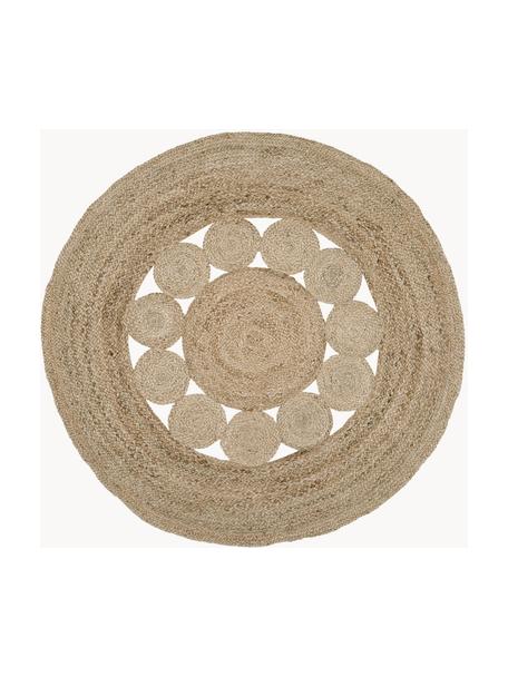 Okrągły ręcznie wykonany dywan z juty Tapu, 100% juta, Brązowy, ∅ 150 cm (Rozmiar M)