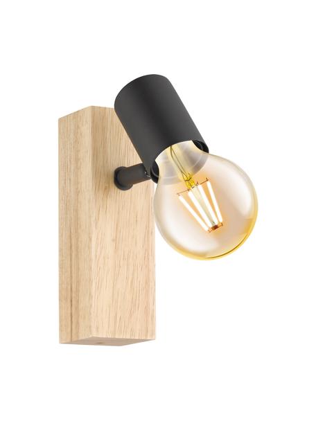 Nastaviteľná nástenná lampa z dreva Townshend, Čierna, drevo, H 9 x V 17 cm