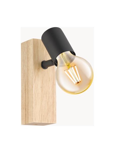 Nastaviteľné nástenné svietidlo z dreva Townshend, Čierna, svetlé drevo, H 9 x V 17 cm