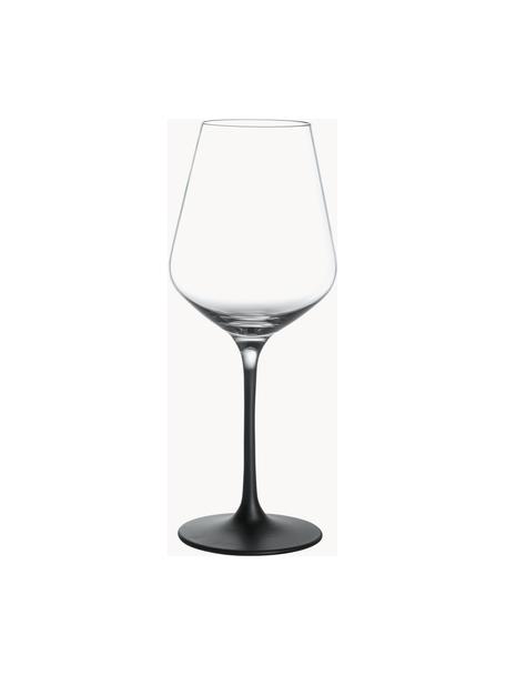 Kristallen witte wijnglazen Manufacture Rock, 4 stuks, Kristalglas, Transparant, zwart, Ø 9 x H 23 cm, 410 ml