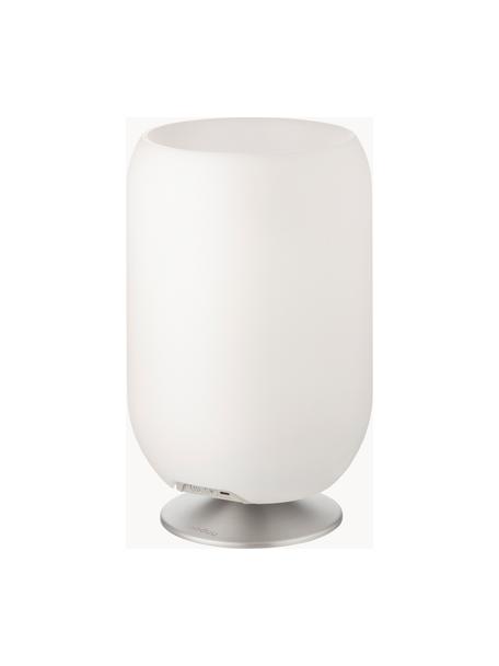 Lámpara de mesa regulable Atmos, con altavoz Bluetooth, Pantalla: polietileno, Estructura: metal recubierto, Blanco, plateado, Ø 22 x Al 37 cm