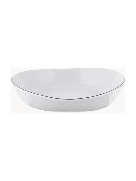 Ručně vyrobené porcelánové misky Salt Ø 20 cm, 2 ks, Porcelán, Tlumeně bílá, s černým okrajem, Š 20 cm, V 4 cm