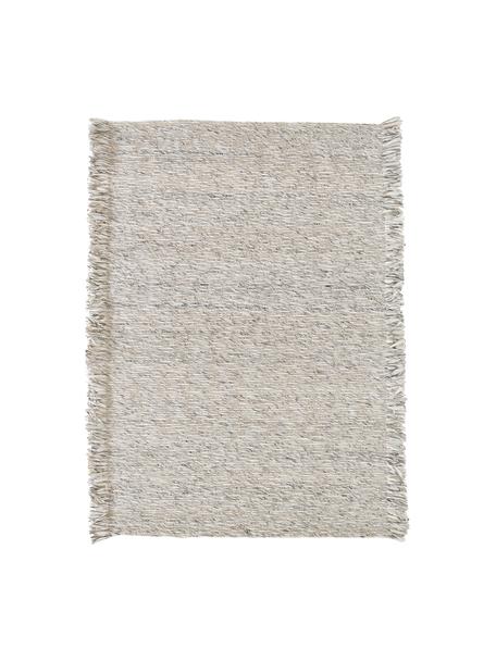Tkany na płasko dywan z frędzlami Bunko, 86% poliester z recyklingu, 14% bawełna, Kremowobiały/beżowy/szary, S 80 x D 150 cm (Rozmiar XS)