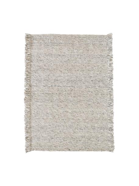 Naplocho tkaný koberec so strapcami Bunko, 86 % recyklovaný polyester, 14 % bavlna, Krémovobiela/béžová/sivá, Š 80 x D 150 cm